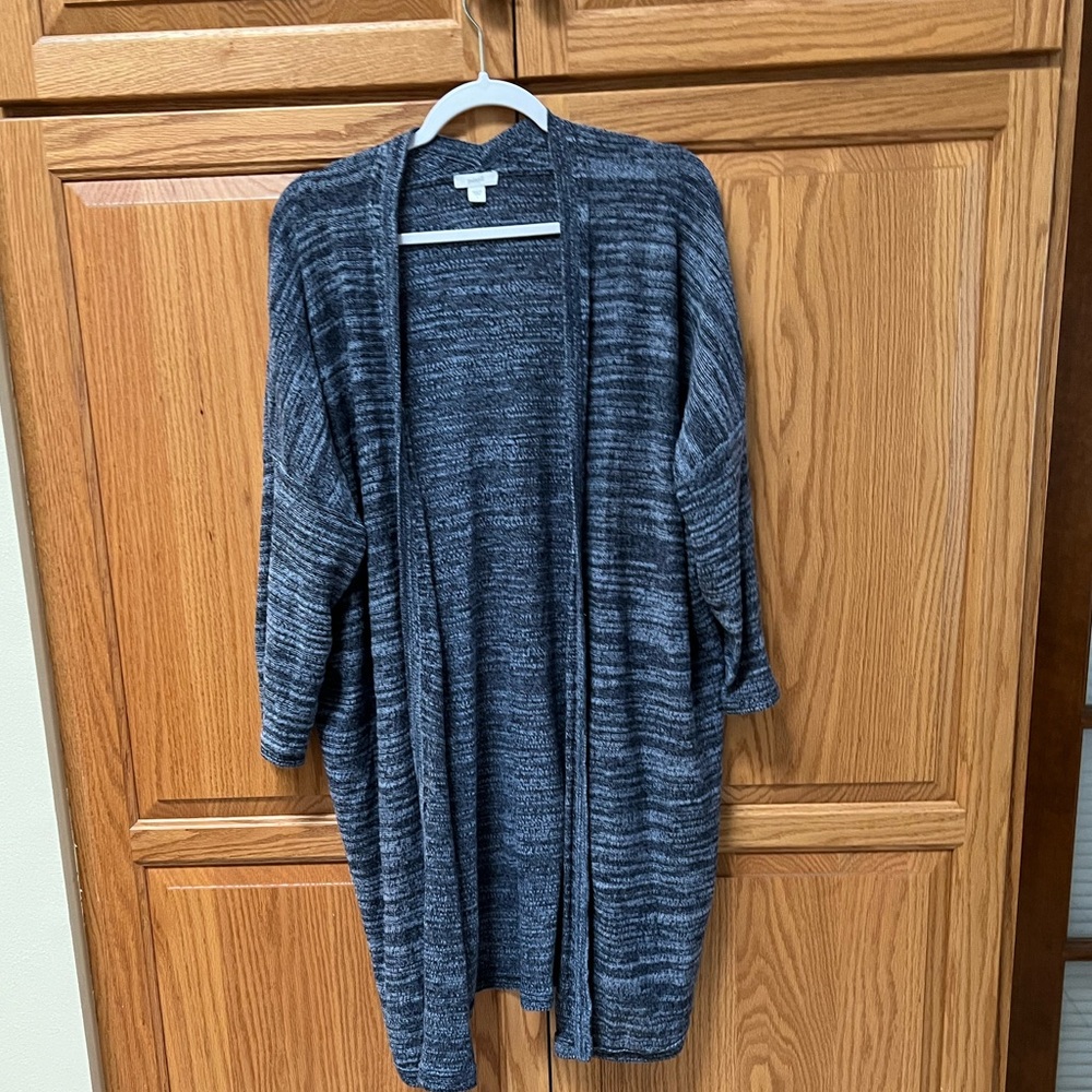 Pure Jill Women’s Charcoal Open-Front Women's Cardigan, EUC, Size L